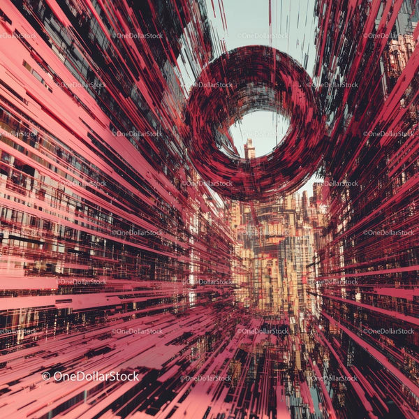 Futuristic 3D Tunnel with Geometric Shapes and Vibrant Colors