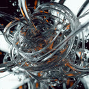 Intricate Glass Swirls with Metallic Shine and Reflections