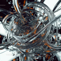 Intricate Glass Swirls with Metallic Shine and Reflections