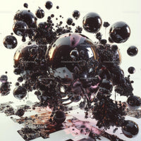 Futuristic Black Spheres with Glossy Texture in Abstract Art
