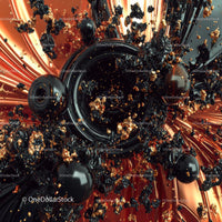 Abstract Molten Gold and Black Spheres in Cosmic Flow