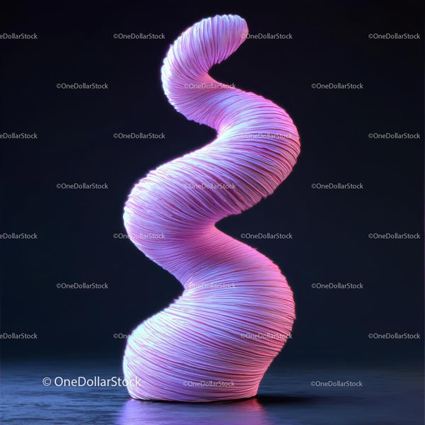 Abstract Twisting Sculpture with Vibrant Pink Details