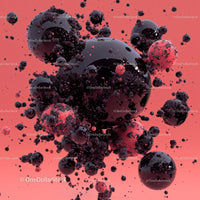 Floating Black Spheres on Vibrant Pink Background