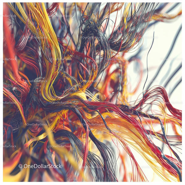 Vibrant Tangle of Colorful Wires and Cables