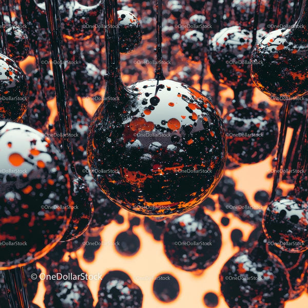 Glossy Spheres with Reflective Surfaces in Abstract Art