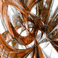 Dynamic Abstract Design with Swirling Brown and Silver Forms