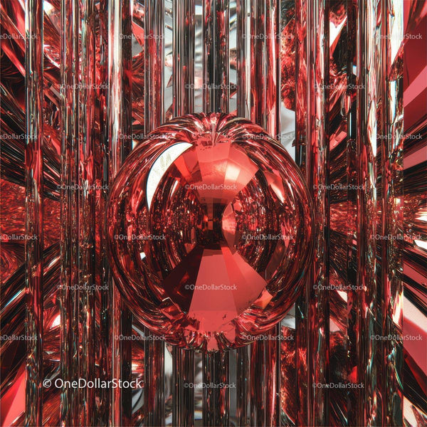 Futuristic Red Geometric Abstract with Mirror Reflections