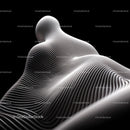 Abstract Fluid Lines Sculpture on Black Background