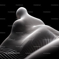 Abstract Fluid Lines Sculpture on Black Background