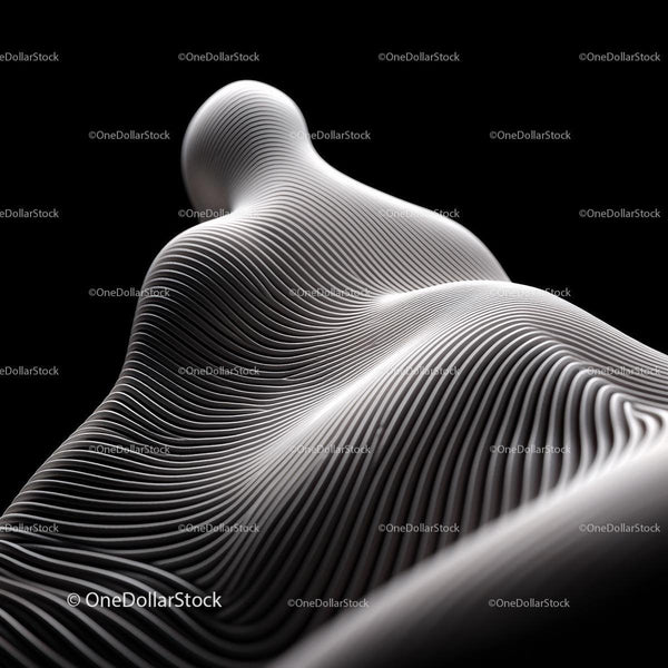 Abstract Fluid Lines Sculpture on Black Background