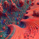 Vibrant Abstract Swirls in Red and Green