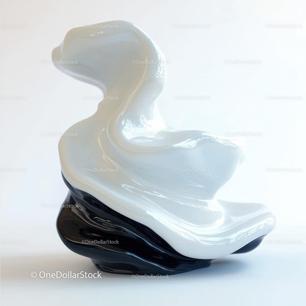 Elegant Abstract Sculpture with Fluid Black and White Design