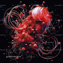 Surreal Red Abstract Digital Portrait with Fluid Dynamics
