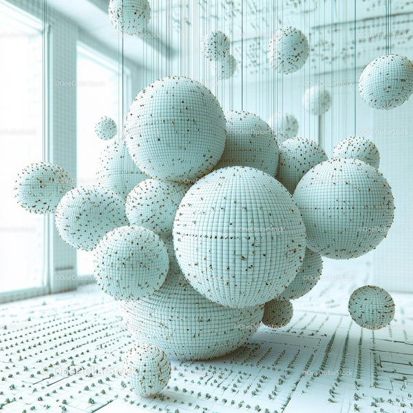 Futuristic Geometric Sphere Installation in Minimalist Space