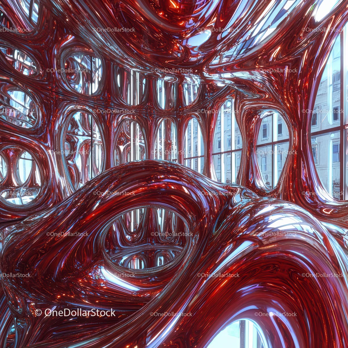 Futuristic Red Abstract Architectural Design