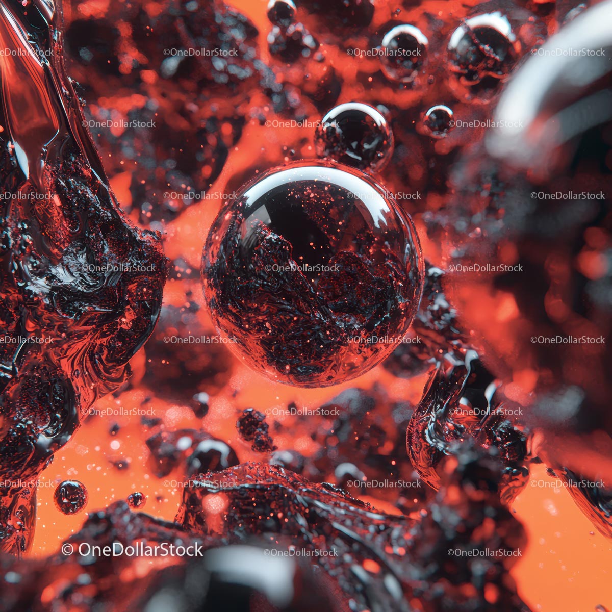 Dynamic Red and Black Liquid Abstract Art