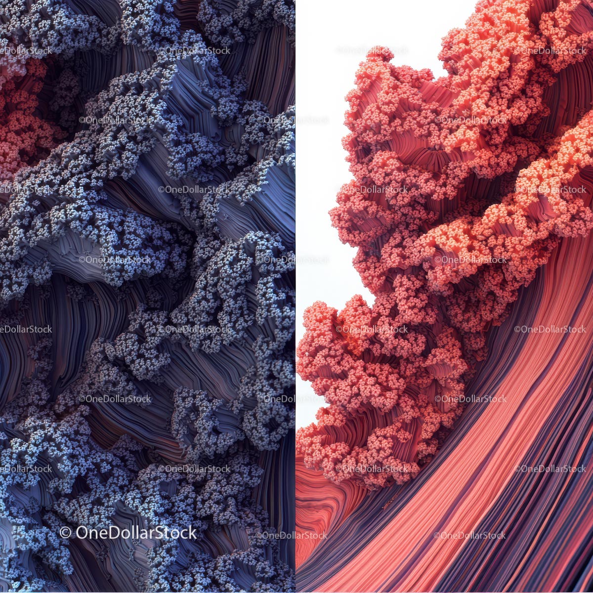 Abstract Fractal Pattern in Blue and Red Hues