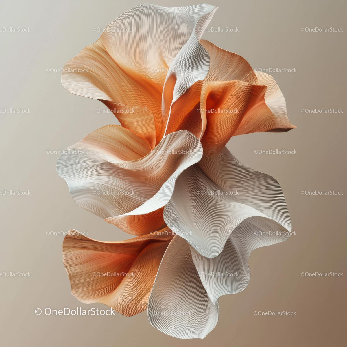 Elegant Flowing Fabric in Orange and White