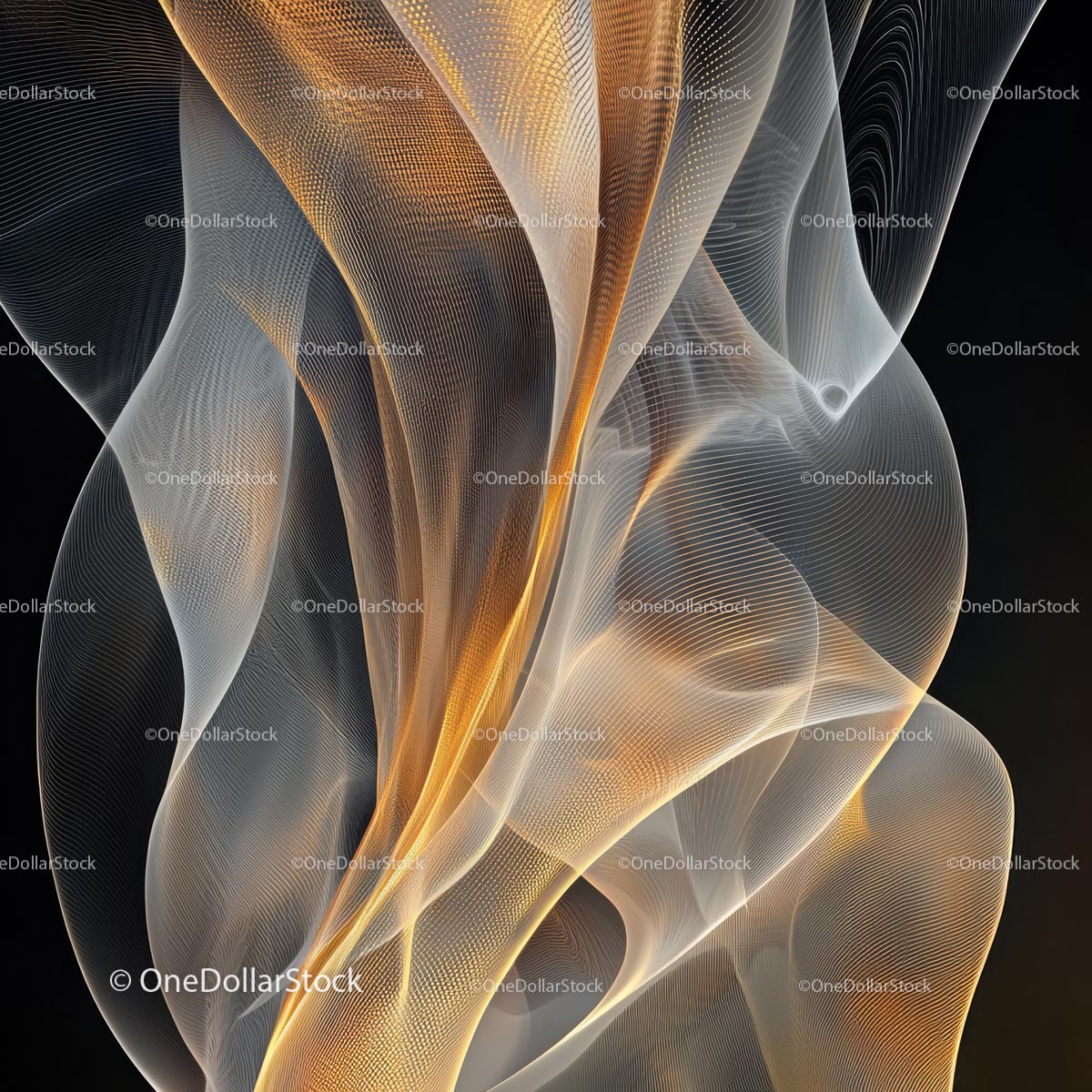 Fluid Abstract Design with Golden and White Waves