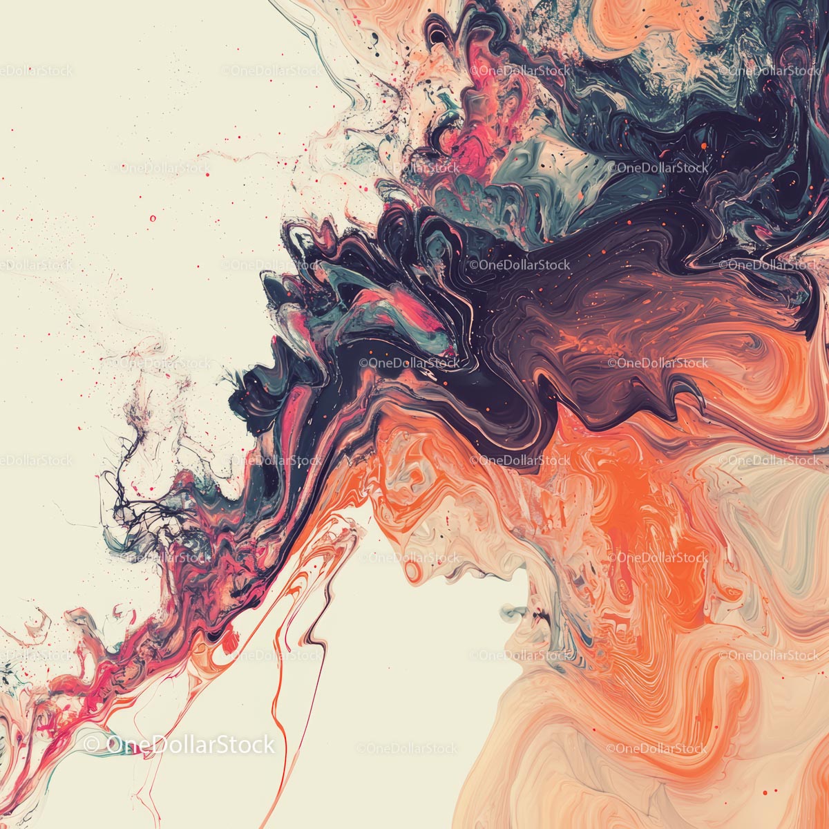 Vibrant Abstract Fluid Art with Swirling Colors