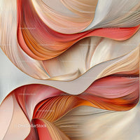 Dynamic Abstract Waves in Pastel and Red Tones