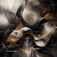 Abstract Black and Gold Flowing Curves Design
