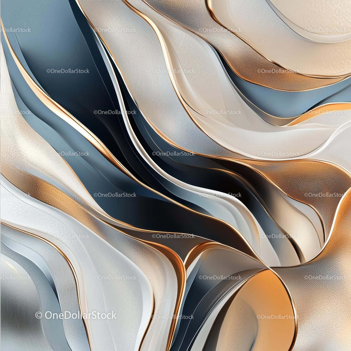 Elegant Abstract Waves with Gold and Silver Accents