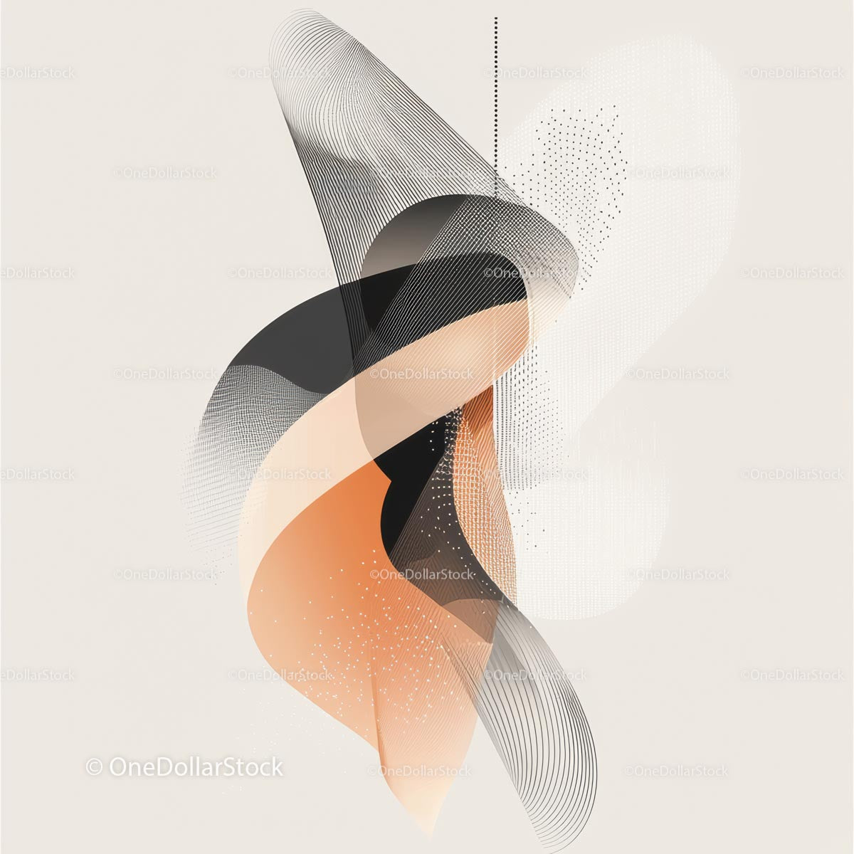 Modern Abstract Art with Flowing Geometric Shapes