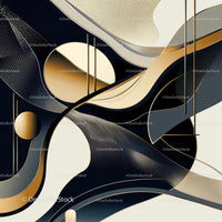Sophisticated Abstract Art with Gold and Black Geometry