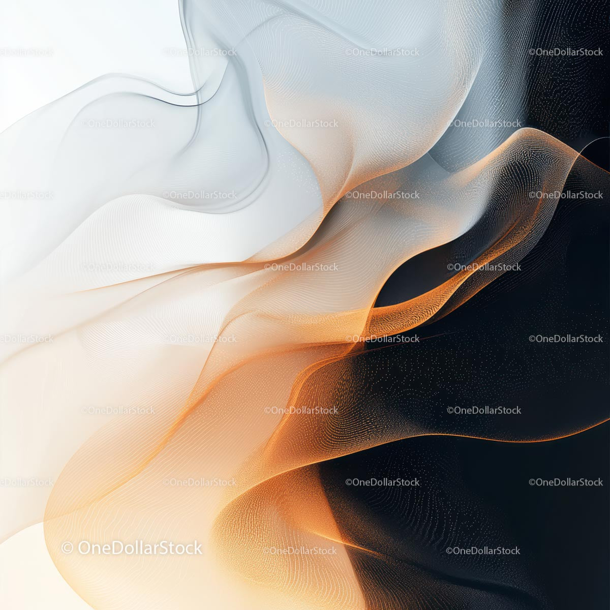 Abstract Orange and Black Flowing Wave Pattern