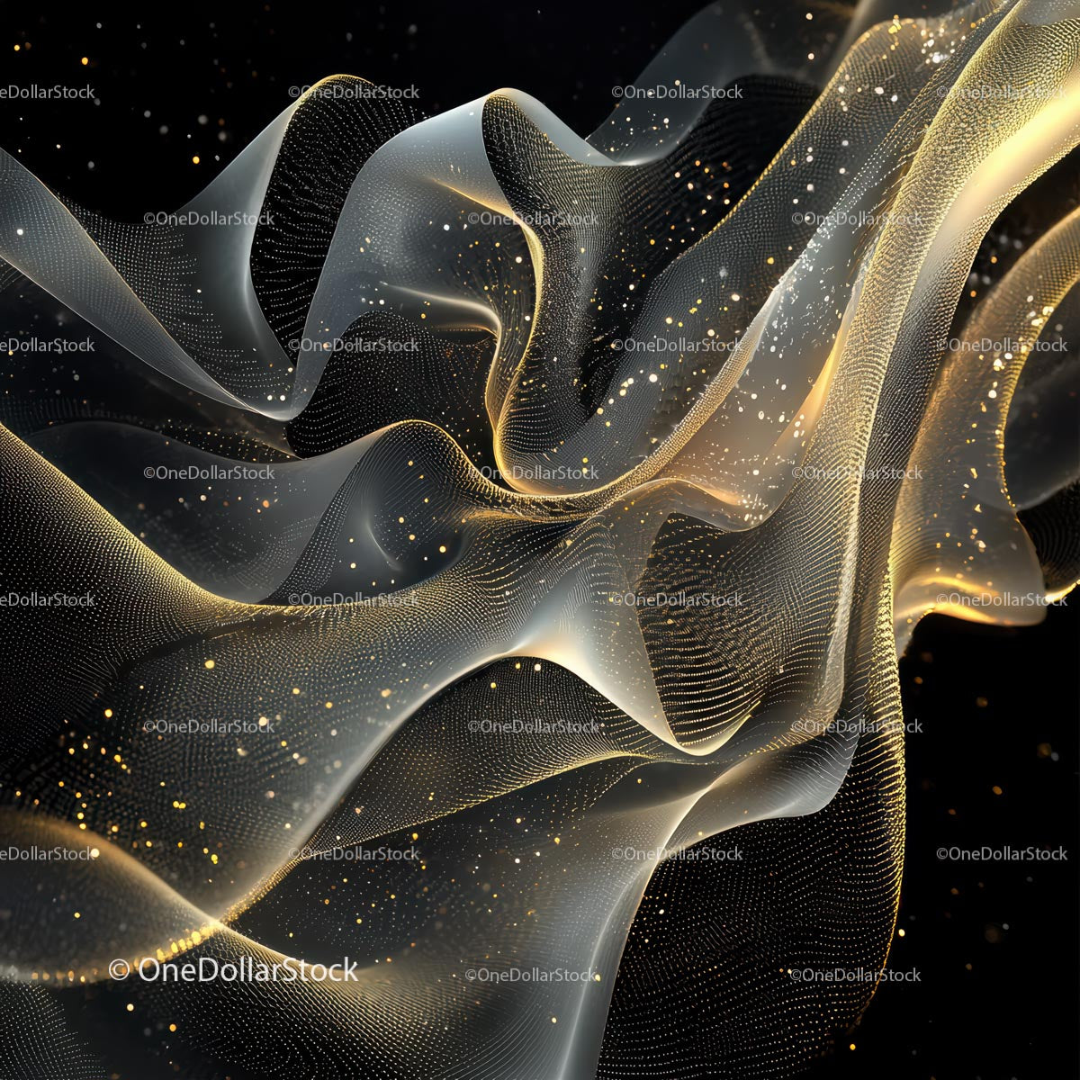 Ethereal Flowing Waves with Gold Particles
