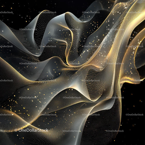 Ethereal Flowing Waves with Gold Particles