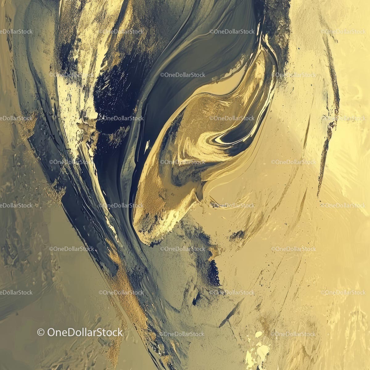 Elegant Gold and Blue Abstract Fluid Art