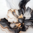 Elegant Abstract Art with Black, White, and Golden Accents