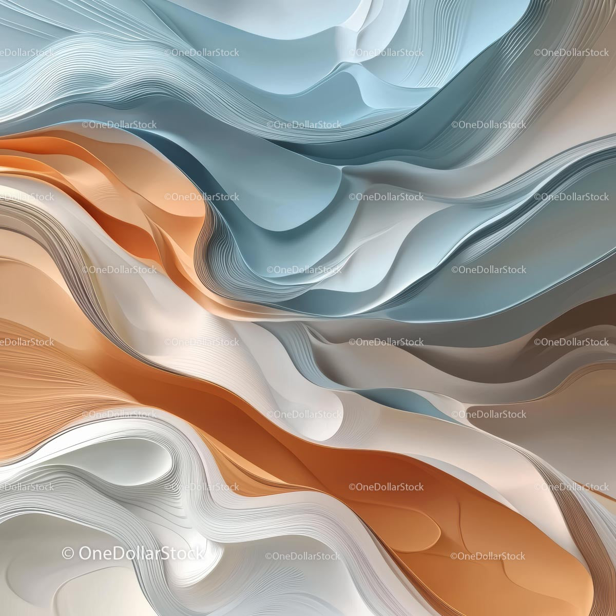 Abstract Flowing Shapes in Orange and Blue