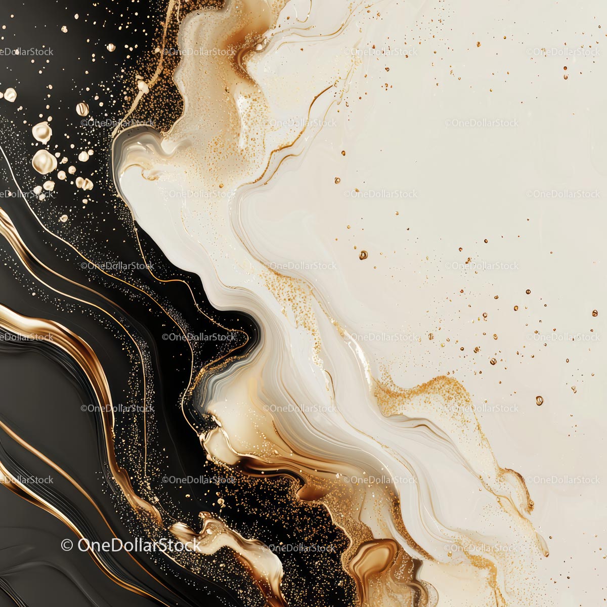Elegant Black and Gold Abstract Marble Composition