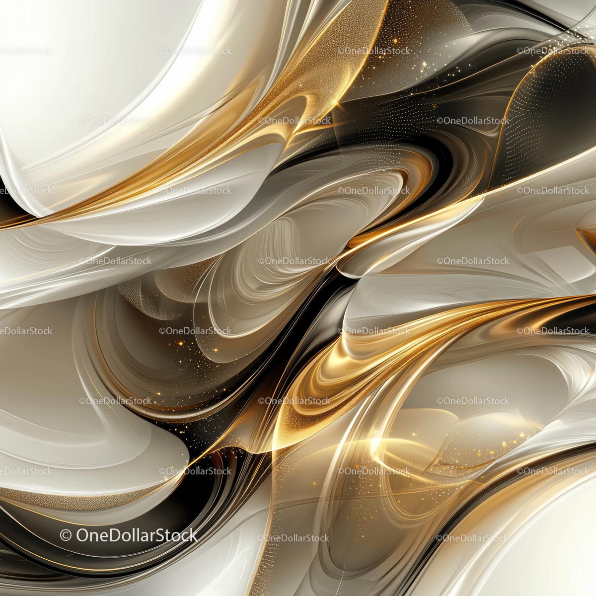 Elegant Abstract Design with Gold and Silver Swirls