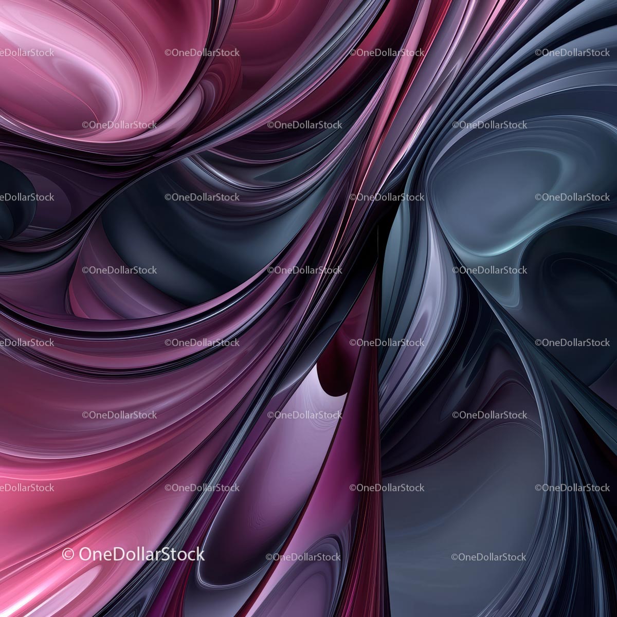 Dynamic Abstract Art with Fluid Curves and Glossy Texture
