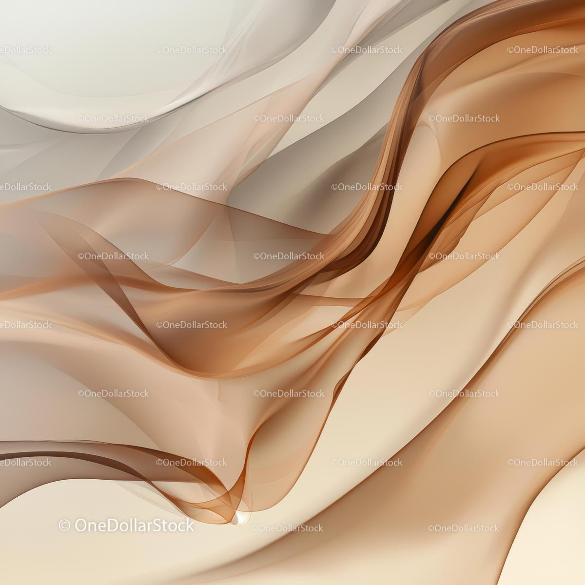 Elegant Flowing Abstract Waves in Creamy Beige and Brown