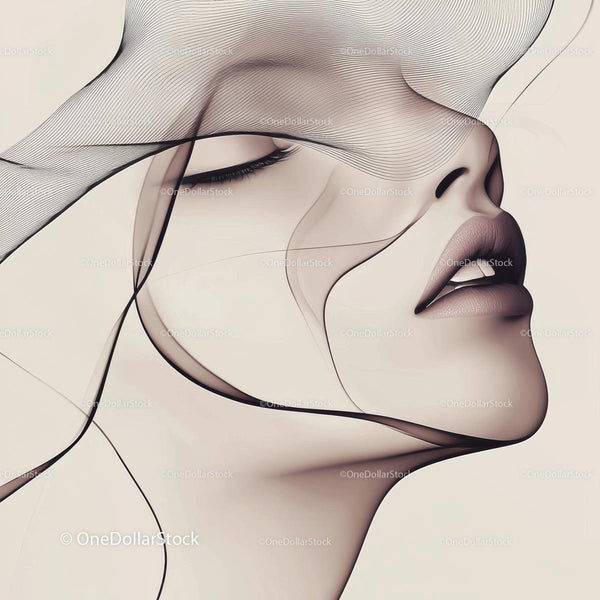 Surreal Abstract Portrait with Elegant Lines and Graceful Form