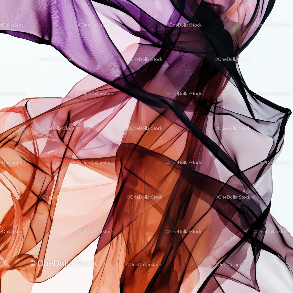 Ethereal Flowing Fabrics in Purple and Orange Tones