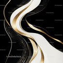 Elegant Black and Gold Abstract Art with Flowing Curves