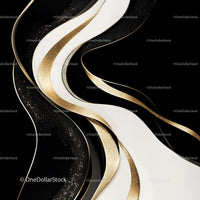 Elegant Black and Gold Abstract Art with Flowing Curves