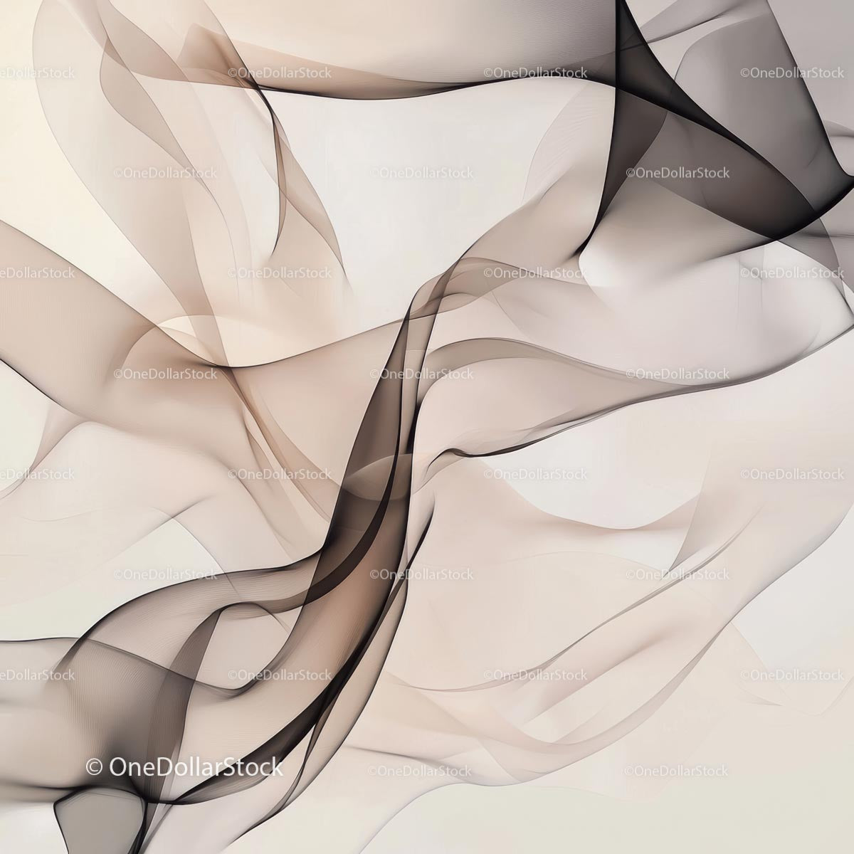 Elegant Abstract Art with Flowing Beige and Brown Swirls