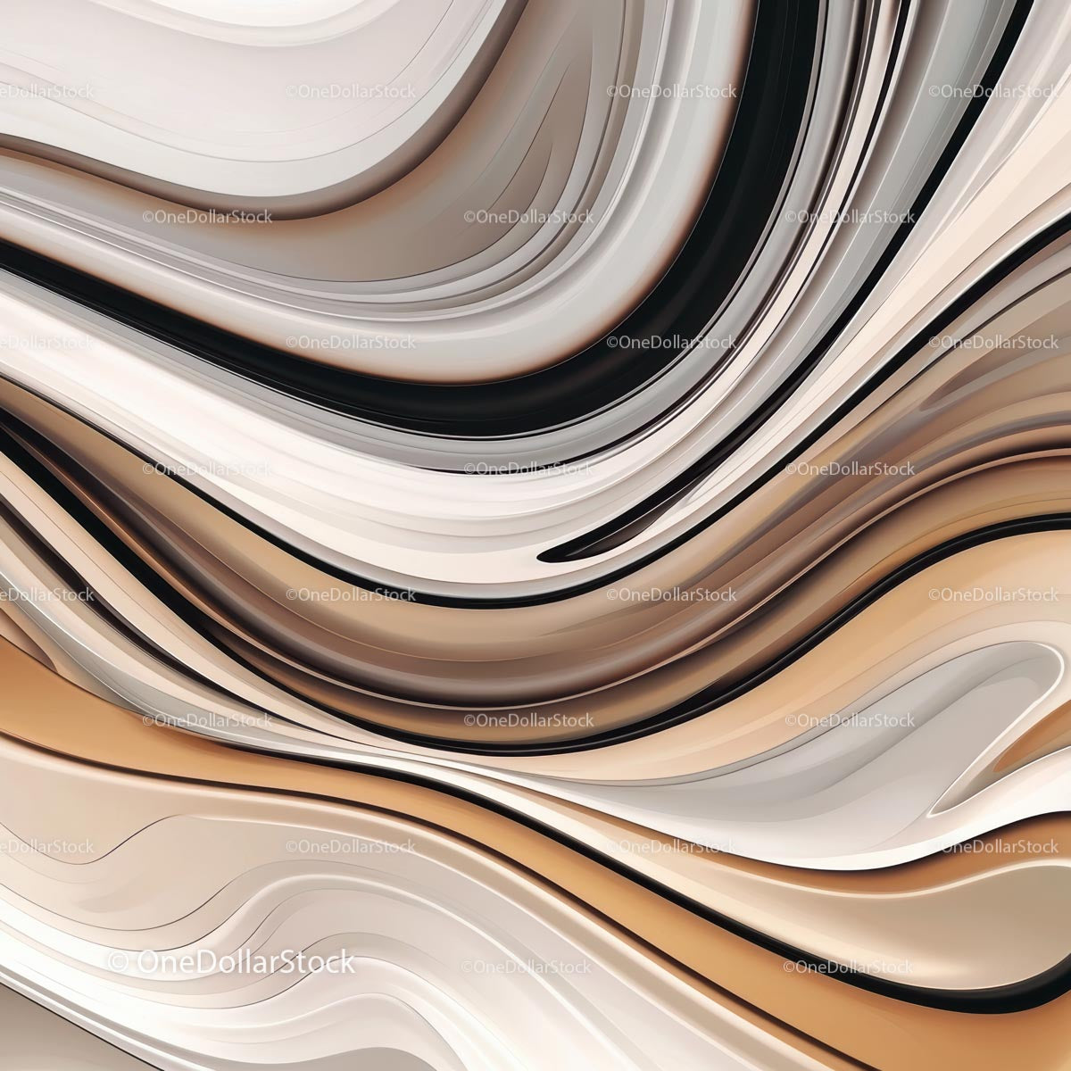 Abstract Fluid Waves in Beige and Brown Tones