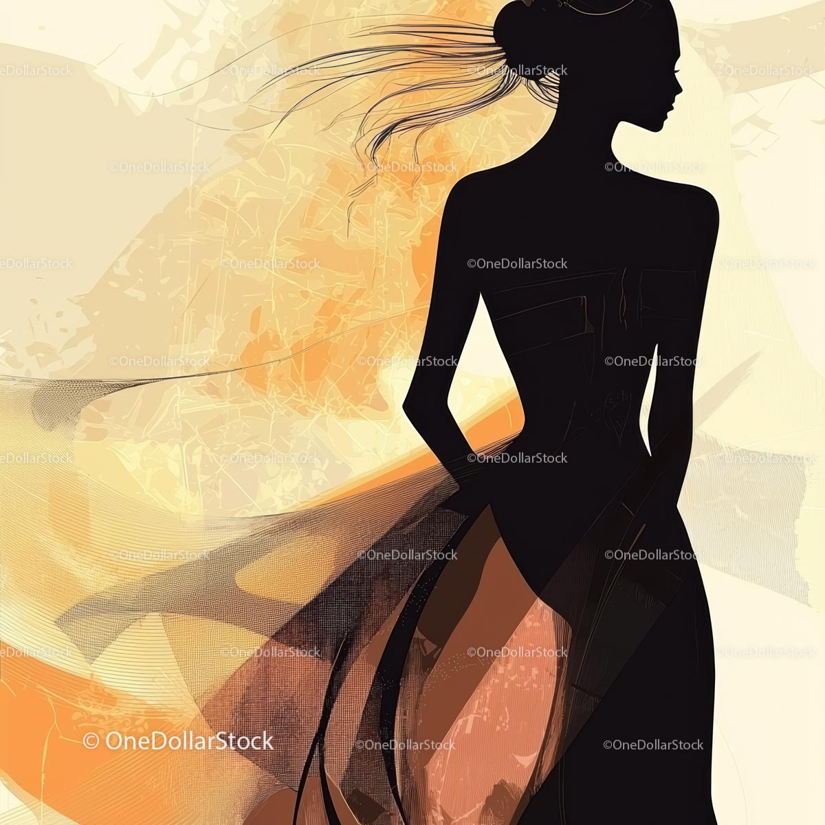 Elegant Female Silhouette in Abstract Design