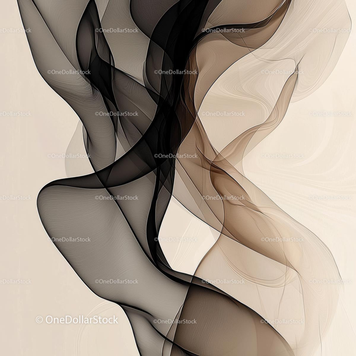 Elegant Flowing Lines Art with Black and Beige Tones