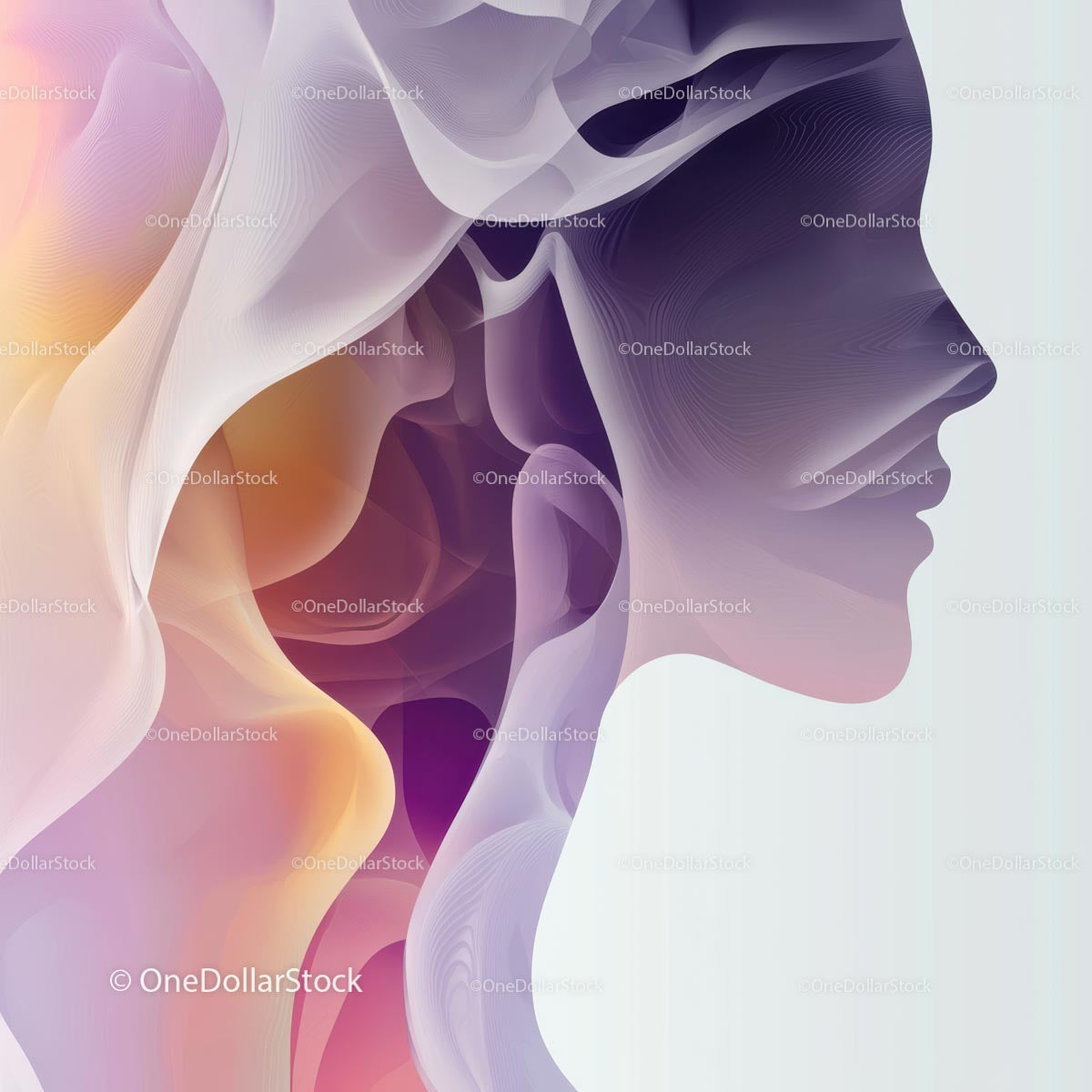 Abstract Silhouette with Colorful Flowing Design