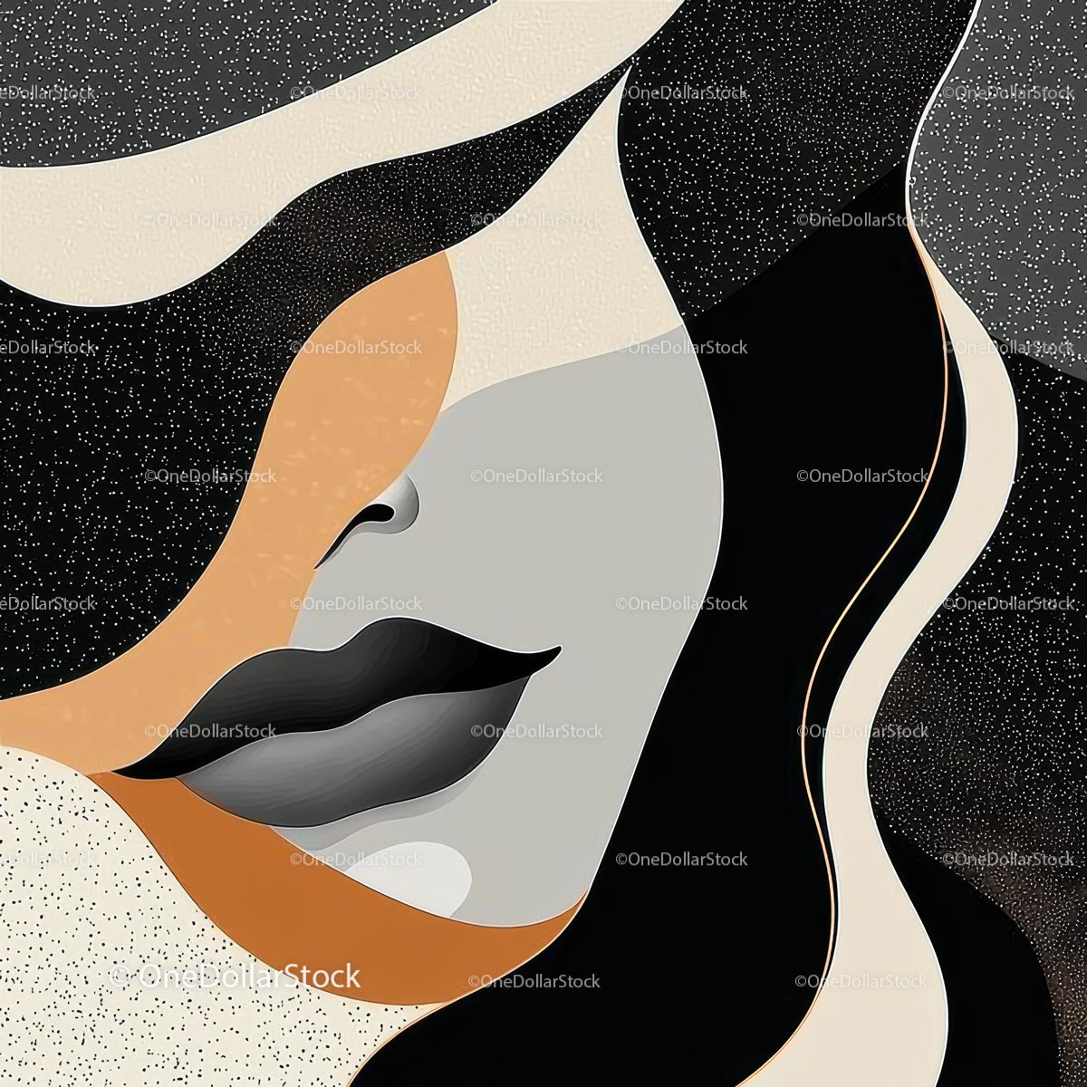 Abstract Female Portrait with Geometric Elegance