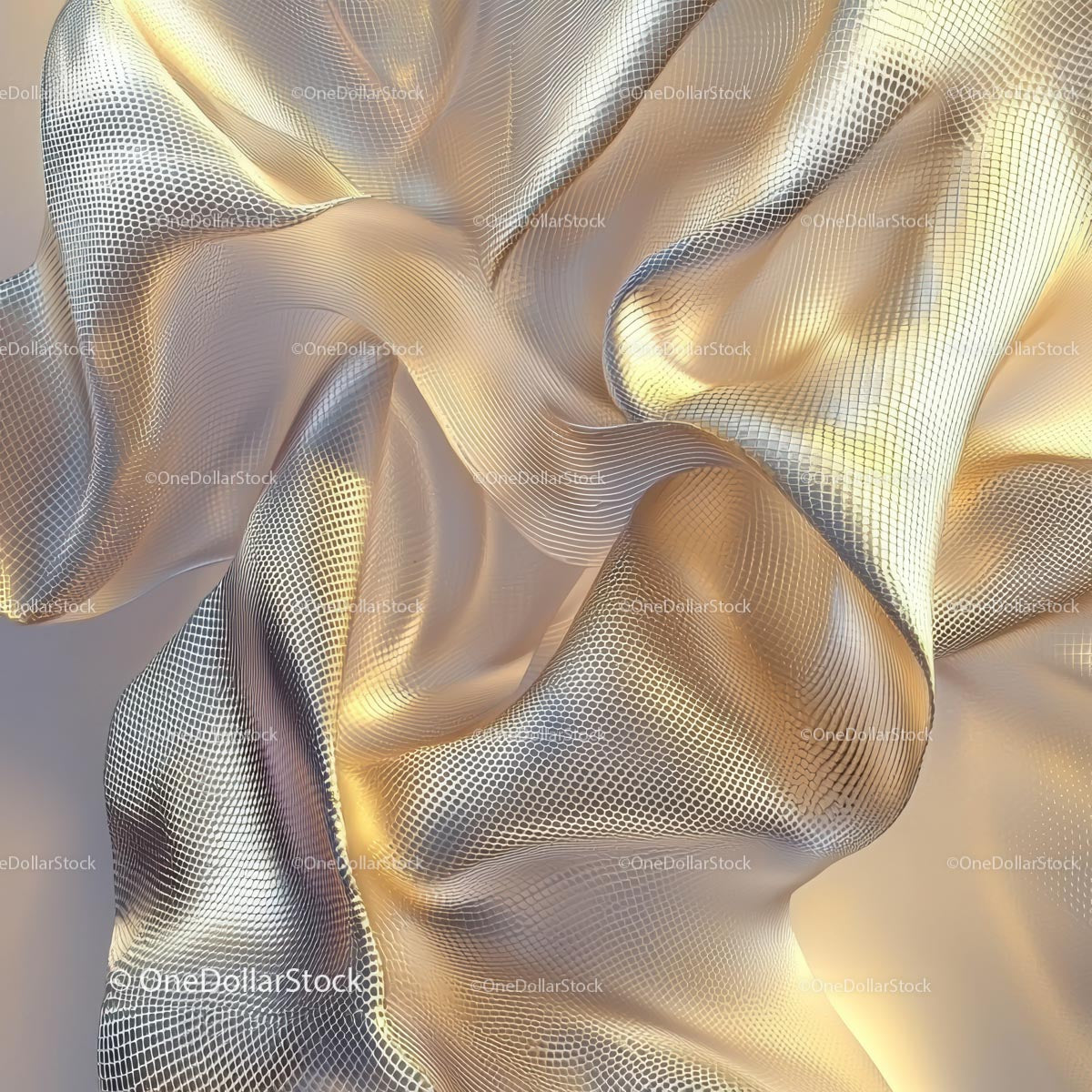 Elegant Flowing Mesh Fabric with Golden Sheen
